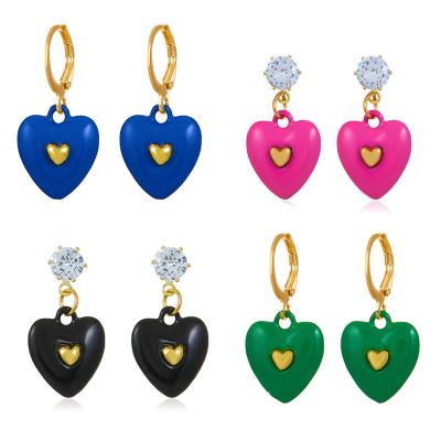 China Cute Aesthetic Y2K Heart Huggie Circle Earrings FASHIONABLE Women Spike Cross Initial Drop Earrings For Girls Shape Korean Jewelry for sale