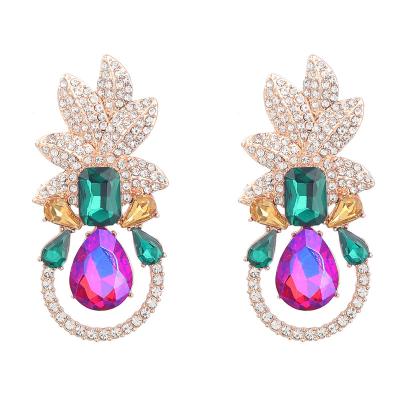 China Luxury BOHEMIA Women Pineapple Crystal Rhinestone Dangle Earrings For Form Bohemian Earrings Wedding Luxury Drop Earring Boho Teardrop for sale