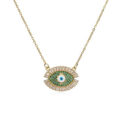 China TRENDY 18K Evil Eye Pendant Necklace With Chain Zircon Diamond Third Eye Necklace Turquoise Sterling Choker Jewelry for sale