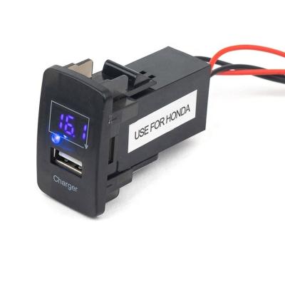 China Long Life and Exquisite Design Waterproof 2.1A USB Power Socket LED Display Multi Auto Digital Voltmeter 12V 24V DC Car Charger for Honda for sale