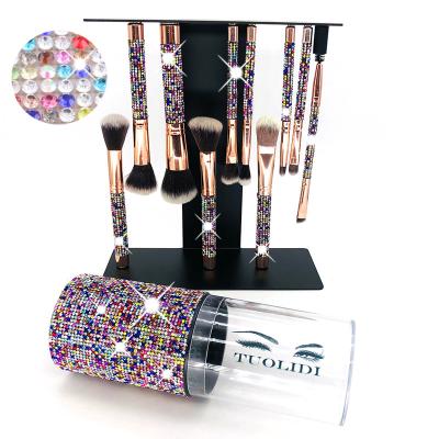 China Olive TLD Base Eyeshadow Aluminum Cosmetics Brush Beauty Tool Kit Custom Logo 10pcs Synthetic Luxury Makeup Set Pro Brush With Box for sale