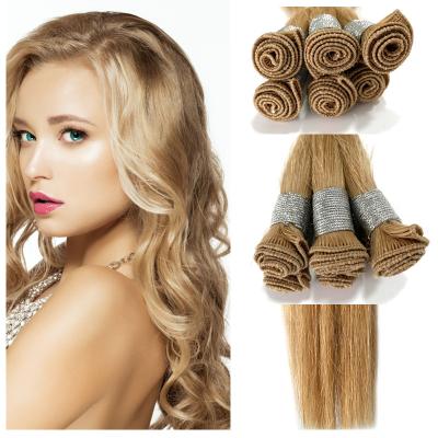 China Pure Virgin Hair 2021 Remy Russian Human Hair Handtied Double Wefted Hair Weft Extensions Indian Raw Thick Drawn Hair European Vendor for sale