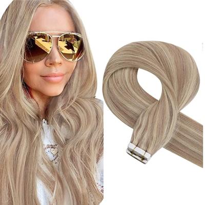 China Pure Virgin Human Hair Double Drawn Ombre Balayage Russian Raw Hair Tape In Hair Extensions 2.2g Per Piece for sale