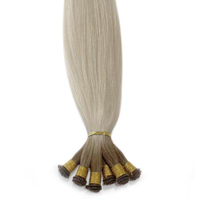 China Pure Virgin Cuticle Hair Beaded Microlink Double Wefts Beaded Weft Hair Blonde Hand Tied Hair Weft Extensions for sale