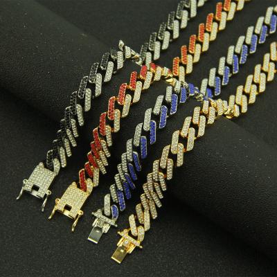 China 2021 New Product Fashion Punks Diamond Geometric Square Cuban Chain Fashion Necklace For Men for sale