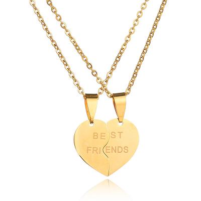 China Wholesale Best Friend Necklace Heart Couples Stainless Steel CLASSIC Gold Plated Necklace For Women Men for sale