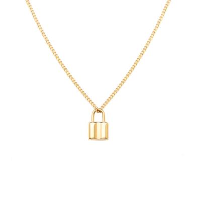 China CLASSIC Simple European Style Stainless Steel Necklace Silver Plated 18k Gold Rose Gold Lock Necklace for sale