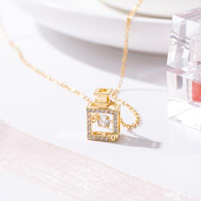 China Delicate and minimalist necklace CLASSIQUE Diamond Perfume Bottle Clavicle Necklace of stainless steel for sale