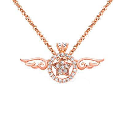 China Trendy Fashion Single Chain Rose Gold Angel Wing Necklace Pending Necklace Birthday Gifts For Women for sale