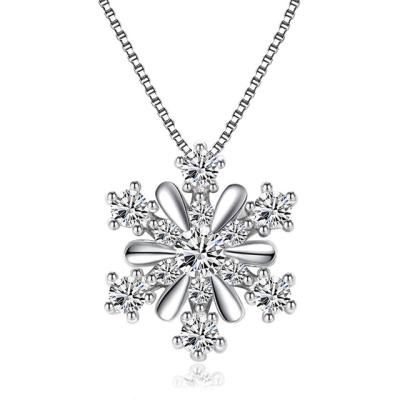 China Korea Style New Style Platinum Plated Snowflake Diamond Womens Necklace Fashion Pendant Necklace for sale