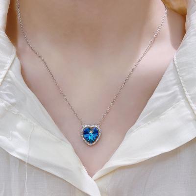 China FASHIONABLE Women Heart Of Sea Sterling Silver Clavicle Necklace Simple Pendant Necklace 925 Jewelry Accessories for sale