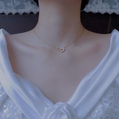 China FASHIONABLE New 925 Silver Gold Necklace 14k Silver Small Circle Beads Clavicle Necklace For Women for sale