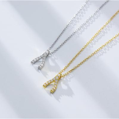 China FASHIONABLE S925 Sterling Silver Wishbone Necklace Geometric Faux Stone Fishbone Necklace for sale