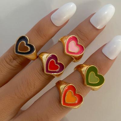 China 2021 New Double Heart Vintage Ring Adjustable Opening Women Metal Lead Free Nickel Free O Rings Jewelry Accessories for sale