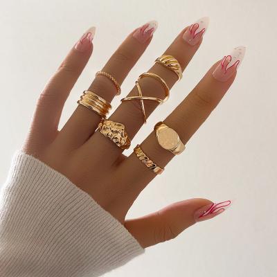 China FASHIONABLE Europe and America Fashion Simple Jewelry Silver Gold Plated Alloy Irregular Eight-piece Set for sale