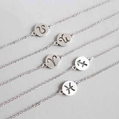 China Fashion Bracelet CLASSIC Korean Simple Custom 925 Zodiac Signs Silver Bracelet Horoscope 12 Signs For Women for sale