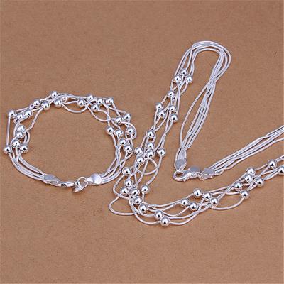 China 2021 TRENDY new simple multi layered bracelet fashion accessory round bead for bracelet necklace set for sale