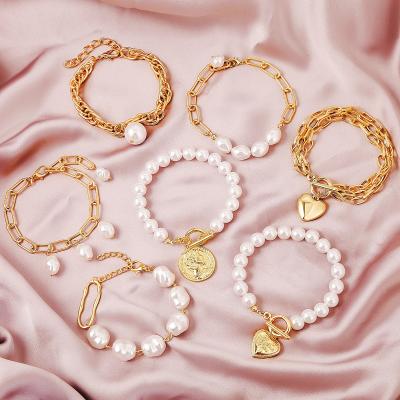 China FASHIONABLE Europe and America vintage popularity bracelet alloy Bohemian gold plated bead bracelet for sale