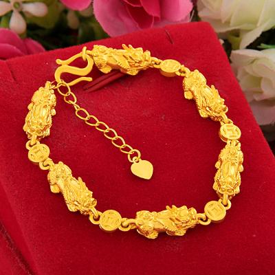 China Pixiu Gold Plated Vintage Copper Coin Bangle Bracelet Luxury Pure Copper Ladies Fashion Jewelry Accessories for sale