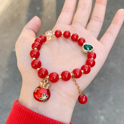 China New Handmade Natural Female Imitation Pendant Bracelet Crystal Red Bead Happy Vintage Agate Zodiac Bracelets 2021 for sale