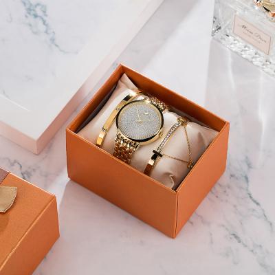 China Non-specific three-piece set Matte Gypsophila Stainless Steel Watch exquisite Diamond Bracelet Watch fashion for sale