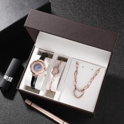 China Non-Specific 3 Piece College Style New Watch Set Box 316 Stainless Steel Watch Love Jewelry Pin Buckle Watch for sale