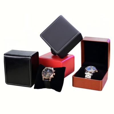 China Luxury PU Leather Watch Box Packaging Flip Watch Box Custom Logo Stain Daily Wholesale Factory Use For Gift for sale