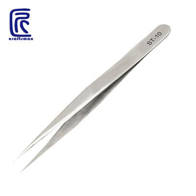 China Easy Operation Industrial Antistatic Stainless Steel Tweezers ST-10 Watchmaker Repair Tools Excellent Quality for sale