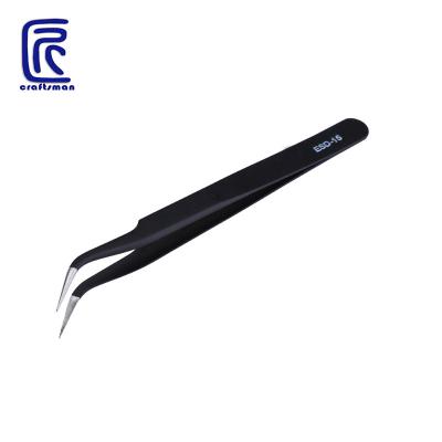 China Popular ESD-15 Stainless Steel Tweezers Curved False Eyelash Nipper Makeup Tool Dotting Tool Leading Angle Nail Sticker for sale