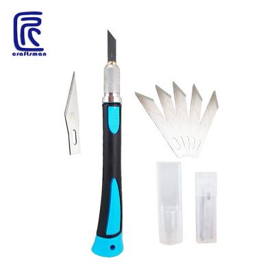 China Quick-change 10 Blades Carving Knife Non-slip Rubber Handle Wood Carving Tools Fruit Food Craft Carving Engraving Metal Scalpel Knife Kit for sale