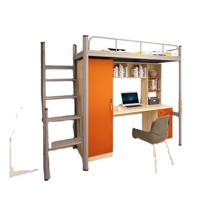 China Modern Newest Design College Student Dormitory Metal Apartment Loft Bed with Desk for sale