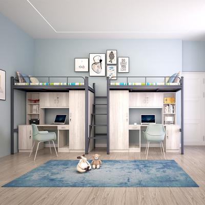 China Modern Children metal full over full loft bed school furniture dormitory bed with stairs and desk for sale