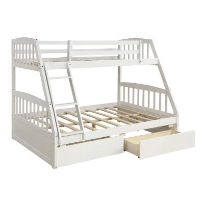 China Modern Customize Solid Wood White Twin Over Space Saving Roll Up Kids Double Bunk Bed For Kids for sale