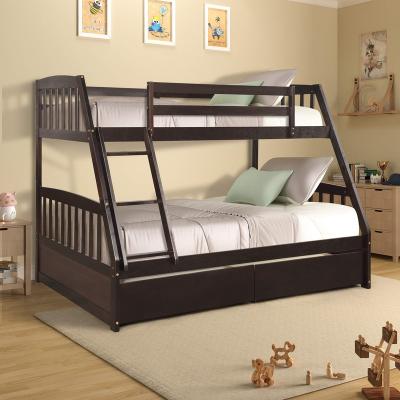 China Wooden Hot Modern Convertible Kids Pine Vendor Double Bunk Bed With Sliding Bottom Bed for sale