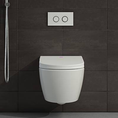 China Hidden Cistern Smart Wall Hung Toilet European P Trap Around Ceramic Rimless Smart Wall Mounted Toilet for sale