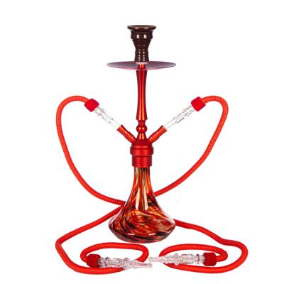 China New High End High Quality Hot Selling Shisha Portable Straight Through Hookah Set Aluminum Alloy Red Hookah for sale