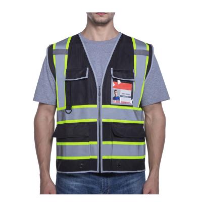 China 100% Custom Logo High Visibility Reflective Safety Application Scenes Black Multi Yellow Polyester Polyester Vest for sale