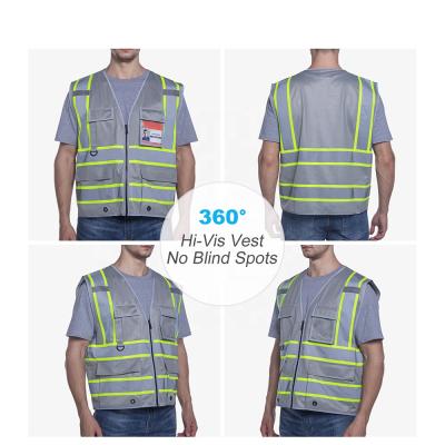 China Multiple Logo Printing Reflect Warning Blue Custom High Visibility Safety Application Scenes Reflective Vest With Pockets for sale