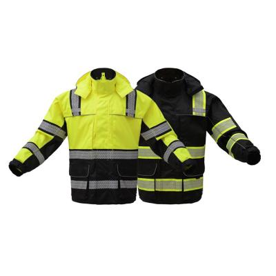 China Water Proof Wholesale High Visibility Yellow Waterproof Safety Raincoat With Reflective Tape for sale