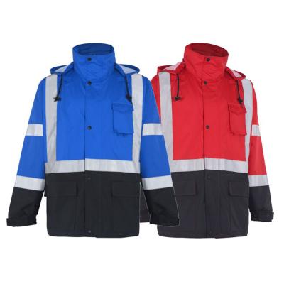 China Water Proof Factory Supply Oxford Polyester Waterproof High Visibility Reflective Safety Hi Vis Raincoat for sale