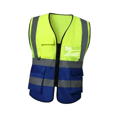 China Multiple Reliable Application Safety Zipper Industrial Scenes Fluorescent Vest With Pockets for sale