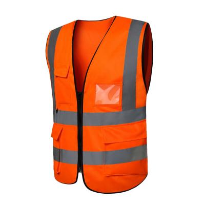 China Polyester Multiple Bright Orange Hi-force Hi-force Construction Pocket Enforcement Scenes Safety Reflective Vest for sale