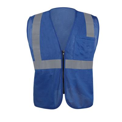 China High Visibility Navy Mesh Medical Construction Reflective Custom Fluorescent Blue Safety Vest With Pockets for sale