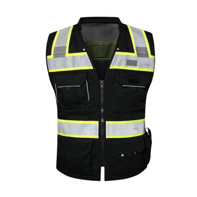 China Safety Vests Engineer Windproof Reflective Safety Adjustable Black And Yellow Water Proof Vest for sale