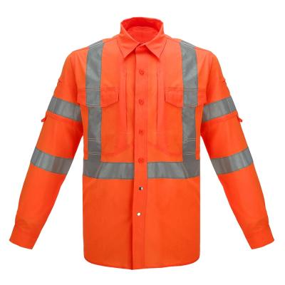 China Multiple Scenes Application Construction Uniforms Long Sleeve Hi Vis Reflective Road Safety Shirt for sale