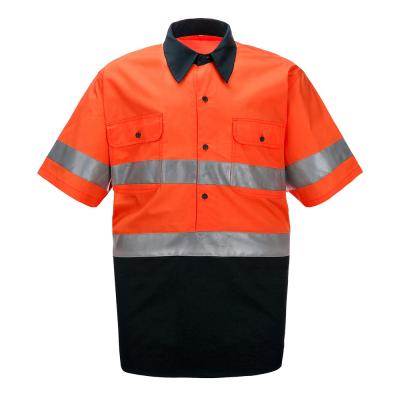 China Hi-strength Yellow 100% Cotton Mens Navy Multiple Scenes Application Working Safety Work Reflective Shirt for sale