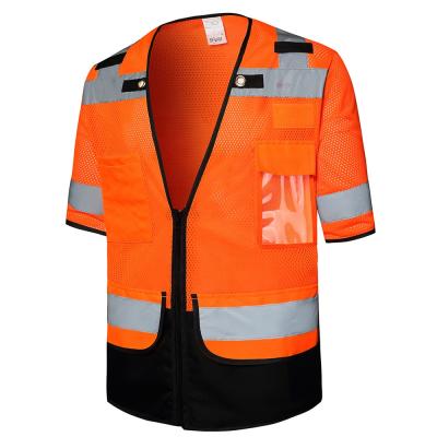 China Multiple Scenes Application Warning Reflective Polyester High Safety Class 3 Sleeve Shorts Clothing Visibility Safety Vest for sale