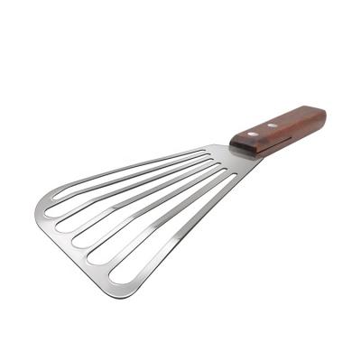 China Stainless Steel Fish Steak Turner Egg Spatula with Wood Handle for Kitchen for sale