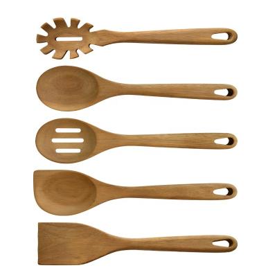 China 5 Pack Kitchen Acacia Wooden Utensils Set Spoon Pasta Server Turner Spoonula Utensil Tools for Cooking for sale