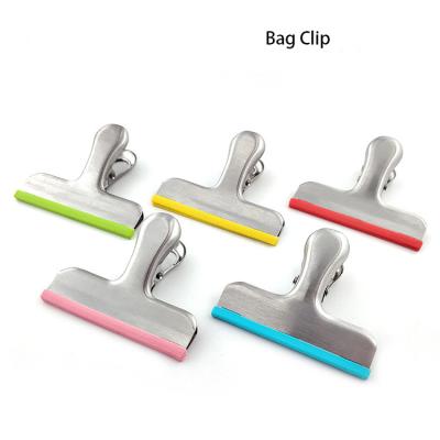 China Customized Stainless Steel Paper Sealing Clips Seal Food Storage Bag Clip Silicone Food Storage Bag Clips for sale